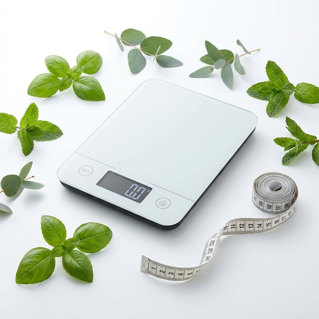 Balança e fita métrica